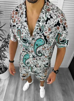 Compleu de vara camasa imprimeu + pantaloni 12838 16-3