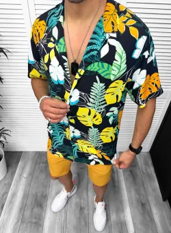 Compleu de vara camasa imprimeu + pantaloni 13055