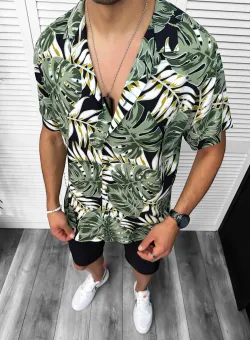 Compleu de vara camasa imprimeu + pantaloni 13071