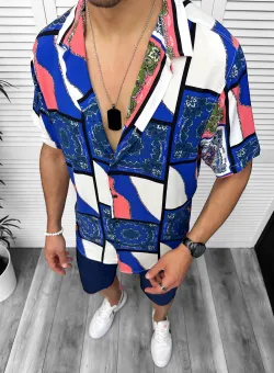 Compleu de vara camasa imprimeu + pantaloni 13075