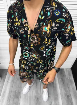 Compleu de vara camasa imprimeu + pantaloni 13081