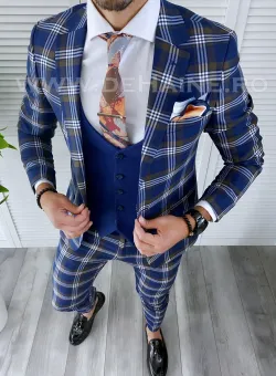 Costum barbati slim fit + Vesta B4219 D3-2.2