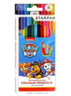 Creioane colorate triunghiulare, 12 culori, Paw Patrol