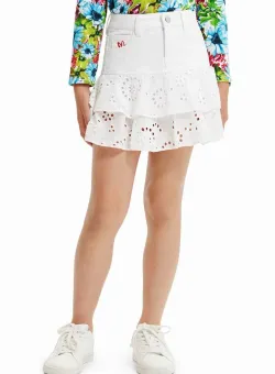 Desigual fusta fete culoarea alb, mini, evazati