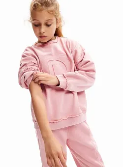 Desigual hanorac de bumbac pentru copii culoarea roz, cu imprimeu