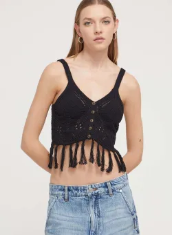 Desigual top de plajă din bumbac culoarea negru