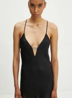 Diesel camasa de noapte UFPT-MAYRA-D femei, culoarea negru, satin, A13490.0WFBZ