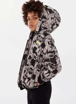 Dkny hanorac de bumbac pentru copii x DC Comics culoarea negru, cu glugă, modelator