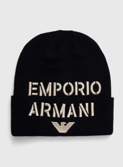 Emporio Armani caciula din lana pentru copii culoarea albastru marin