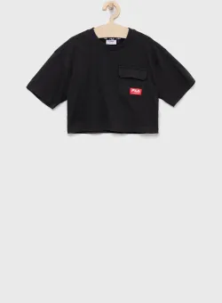 Fila tricou de bumbac pentru copii culoarea negru