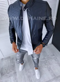 Geaca barbati dark blue piele ecologica B2823 J3 J4-1