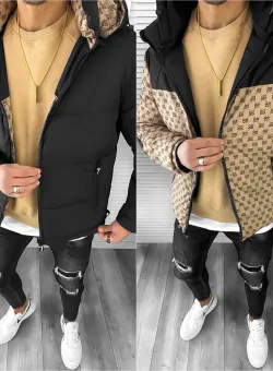 Geaca barbati de iarna cu 2 fete neagra A68 60-4