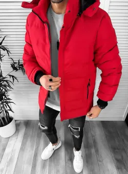 Geaca barbati de iarna imblanita rosie 3090 57-2