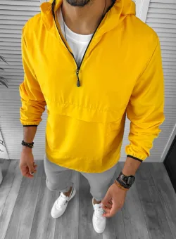 Geaca barbati de toamna din fas subtire mustar B3344