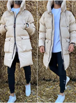 Geaca barbati groasa bej de iarna B6191