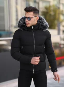 Geaca barbati groasa de iarna neagra 58-2