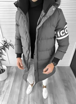 Geaca barbati groasa gri inchis de iarna 9020 T11-4