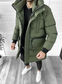 Geaca barbati groasa kaki de iarna 1021