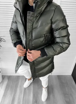 Geaca barbati groasa kaki de iarna cu defect DEF566