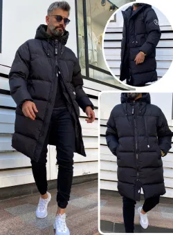 Geaca barbati groasa neagra de iarna B6190