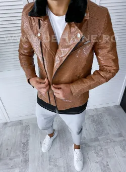 Geaca barbati maro piele ecologica B2822 66-5