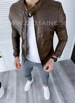 Geaca barbati maro piele ecologica B2869 N4-1