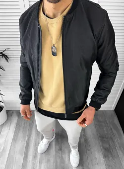 Geaca barbati neagra piele ecologica 13035 65B-3