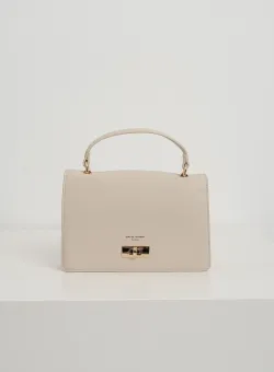 Geanta office din piele ecologica ivory cu inchidere metalica