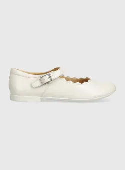 Geox balerini din piele pentru copii JR PLIE culoarea alb
