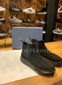 Ghete barbati piele intoarsa negre cu mic defect DEF679 T53-3