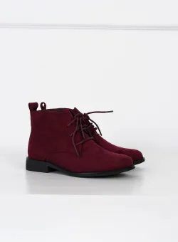 Ghete din piele intoarsa ecologica bordo cu siret