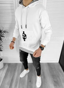 Hanorac barbati alb slim fit K179 D5-2.2