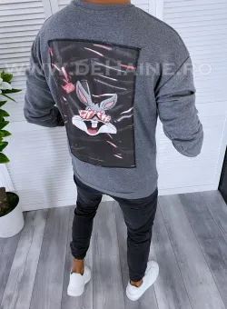 Hanorac barbati gri cu imprimeu pe spate K379 I19-3