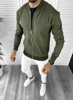 Hanorac barbati kaki slim fit K304 P19-3.1