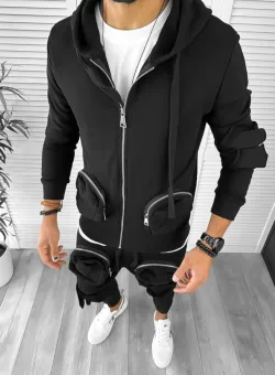Hanorac barbati negru slim fit 12933 N8-3.1