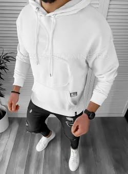 Hanorac barbati slim fit alb K004 i3-6