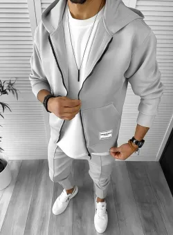 Hanorac barbati slim fit gri deschis 1033 D2-5.1