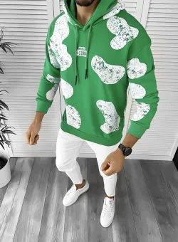 Hanorac barbati slim fit verde K494 13-1