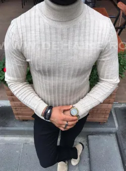 Helanca barbati slim fit bej B2739 P19-3.1