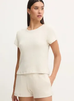 Hollister Co. pijama femei, culoarea bej, KI346-4022