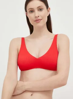 Hollister Co. sutien de baie culoarea rosu, cupa usor rigidizata