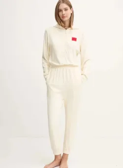 HUGO salopeta pijama culoarea bej, 50523415