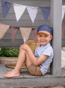 Jamiks caciula de bumbac pentru copii culoarea bej, neted