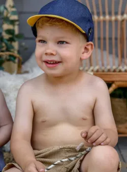 Jamiks caciula de bumbac pentru copii culoarea galben, neted