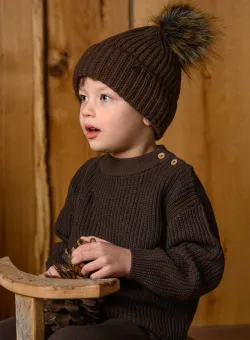 Jamiks caciula din lana pentru copii COLD II culoarea maro