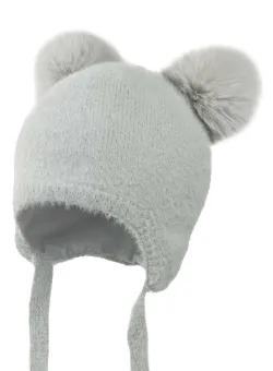 Jamiks caciula din lana pentru copii PERLITA culoarea gri, din tesatura neteda