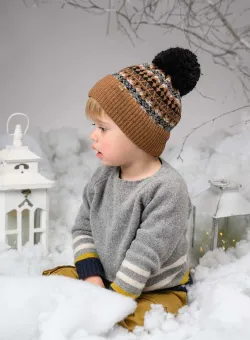 Jamiks șapcă de lână pentru copii culoarea maro