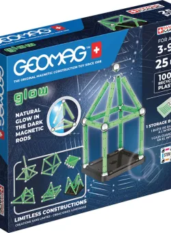 Joc magnetic de constructie, Geomag Glow, 25 Piese, Reciclat