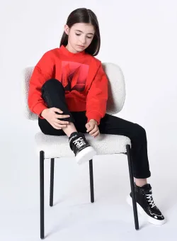 Karl Lagerfeld bluza copii culoarea rosu, cu imprimeu