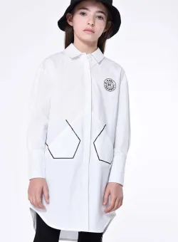Karl Lagerfeld camasa de bumbac pentru copii culoarea alb